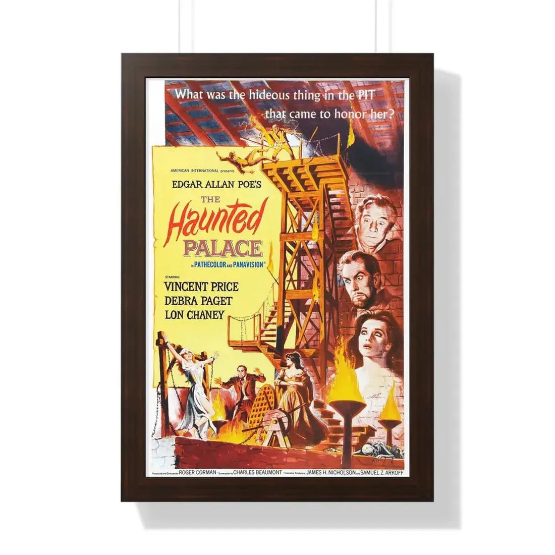 THE HAUNTED PALACE 1963 - Framed Movie Poster 16″ x 24″ Walnut - The Sticker Space