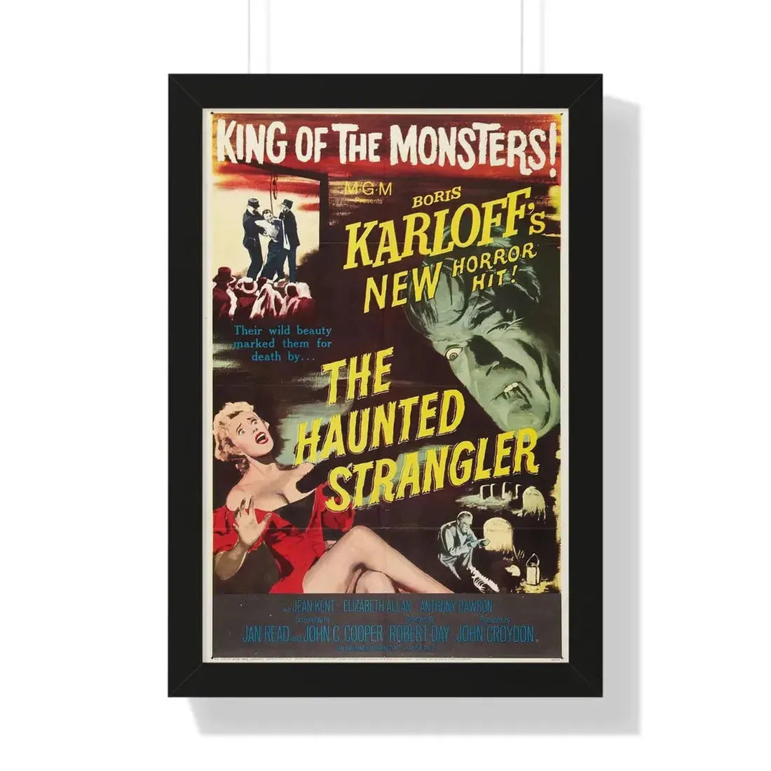 THE HAUNTED STRANGLER 1958 - Framed Movie Poster 16″ x 24″ Black - The Sticker Space