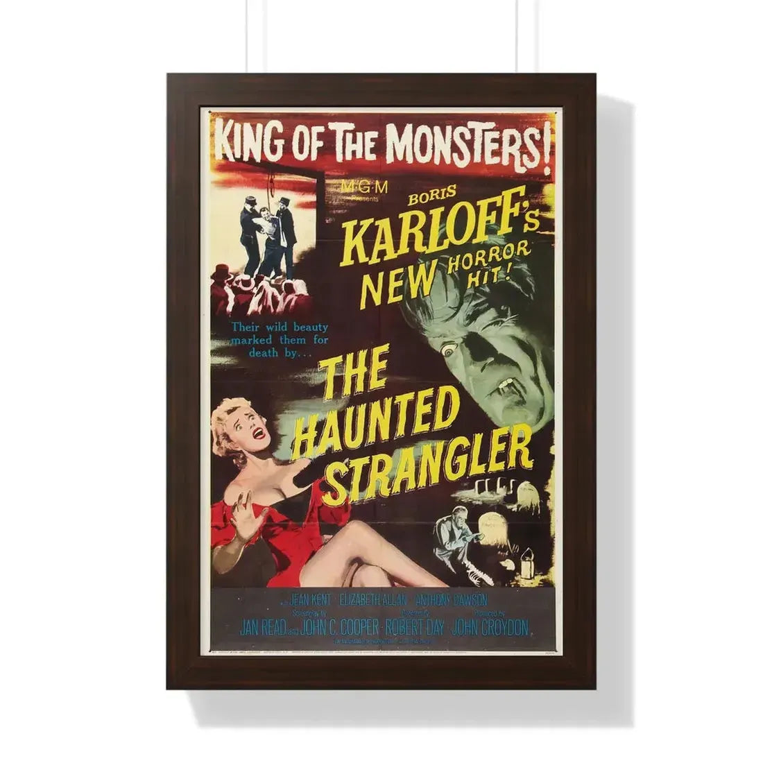 THE HAUNTED STRANGLER 1958 - Framed Movie Poster 16″ x 24″ Walnut - The Sticker Space