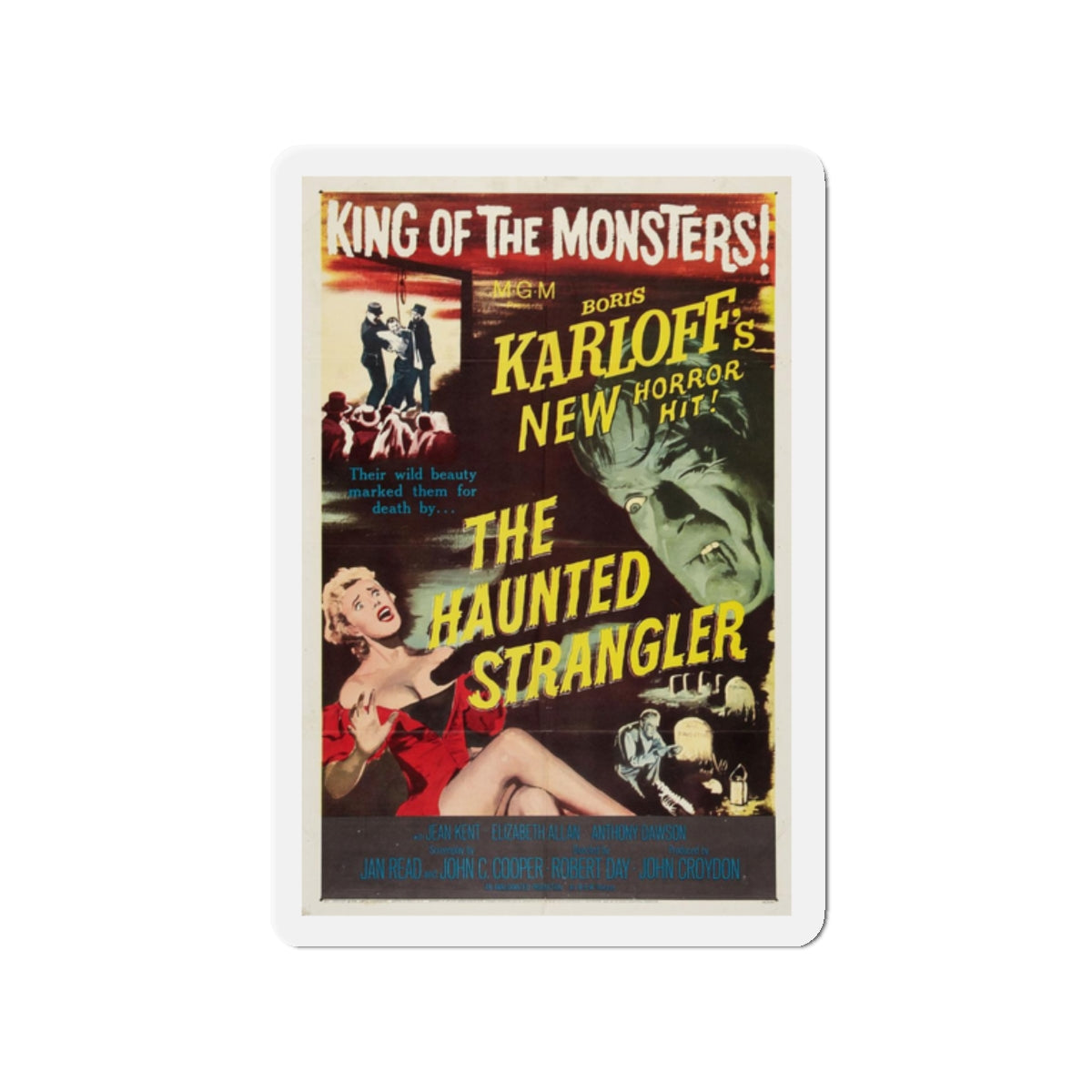 THE HAUNTED STRANGLER 1958 Movie Poster - Refrigerator Magnet-2" x 2"-The Sticker Space