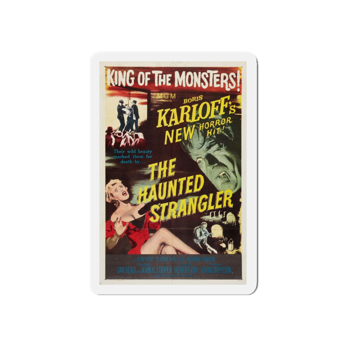 THE HAUNTED STRANGLER 1958 Movie Poster - Refrigerator Magnet-3" x 3"-The Sticker Space