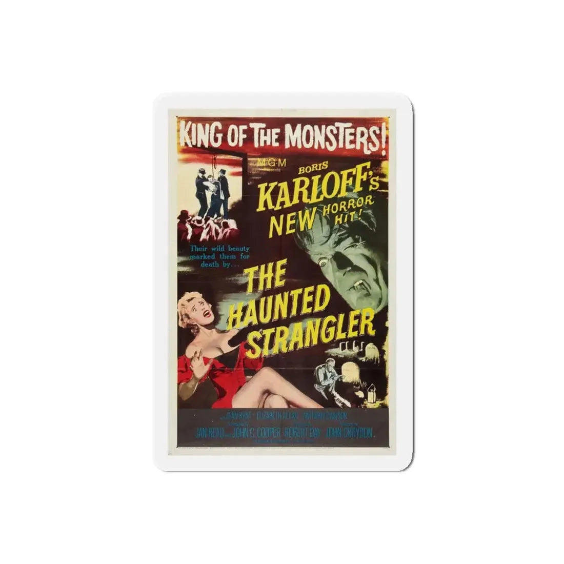 THE HAUNTED STRANGLER 1958 Movie Poster - Refrigerator Magnet 6 Inch Die-Cut - The Sticker Space