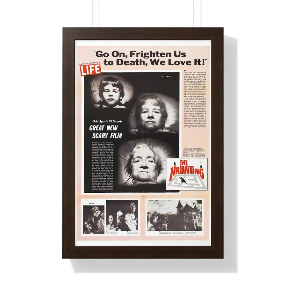 THE HAUNTING (TEASER) 1963 - Framed Movie Poster 16″ x 24″ Walnut - The Sticker Space