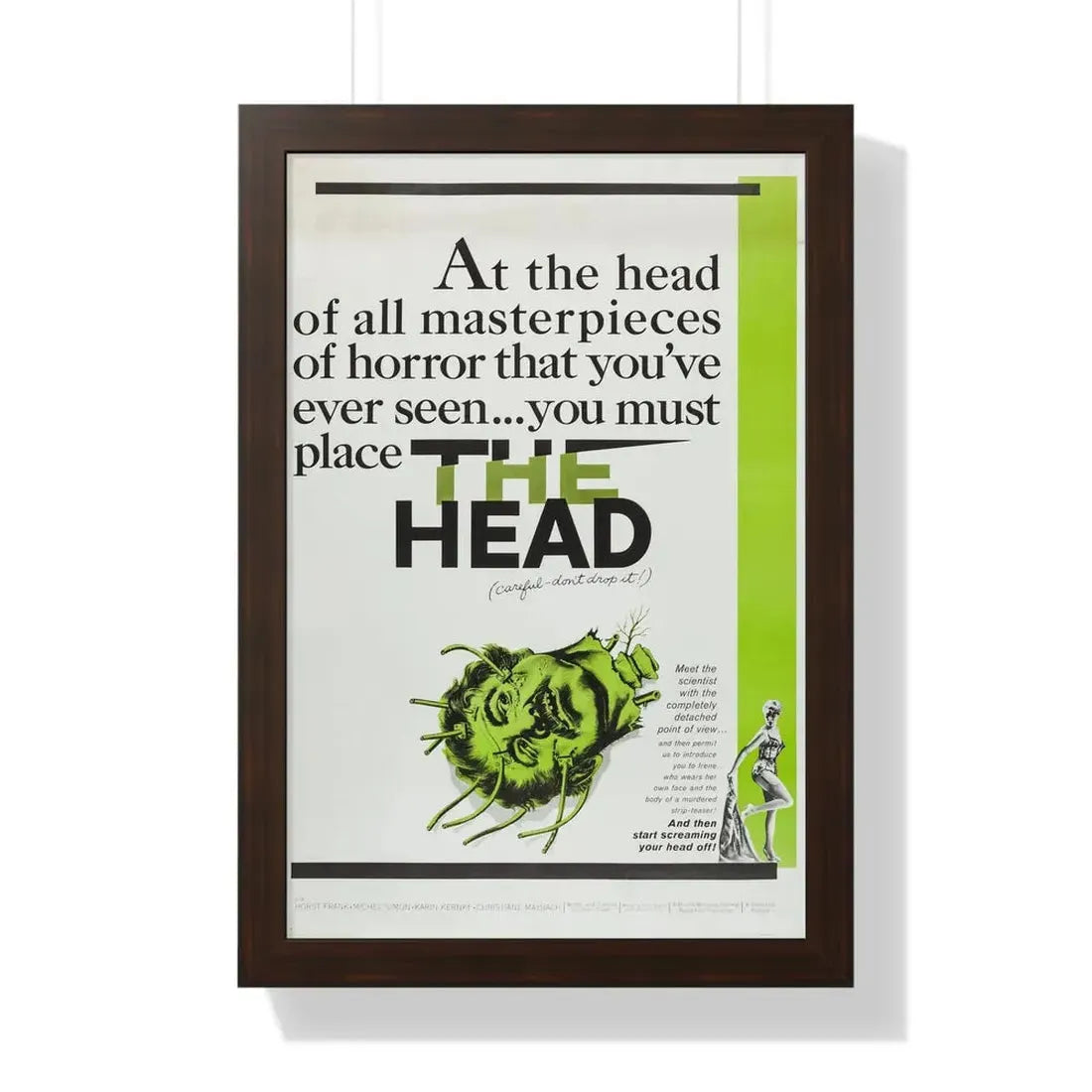 THE HEAD 1959 - Framed Movie Poster 16″ x 24″ Walnut - The Sticker Space