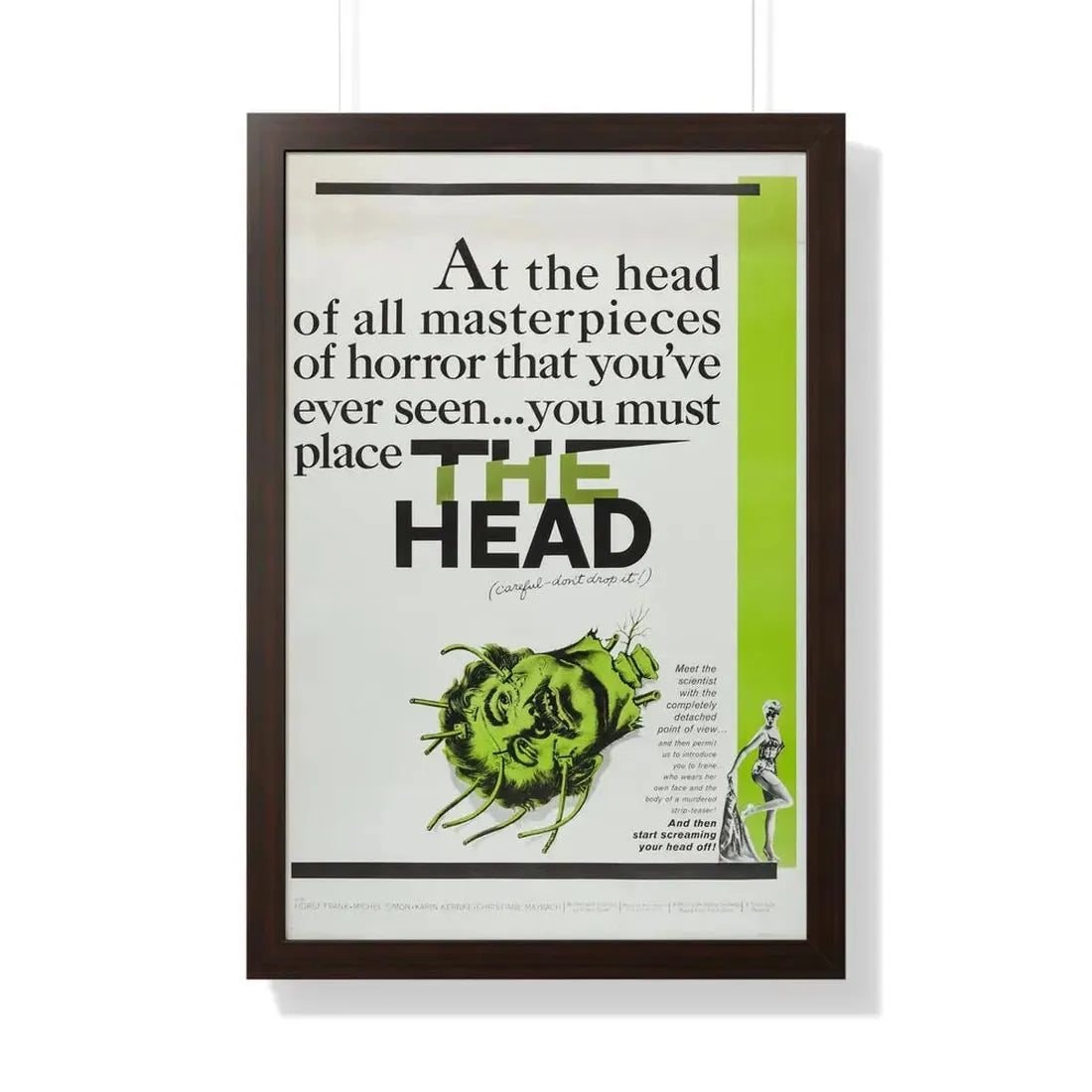 THE HEAD 1959 - Framed Movie Poster 20" x 30" Walnut - The Sticker Space