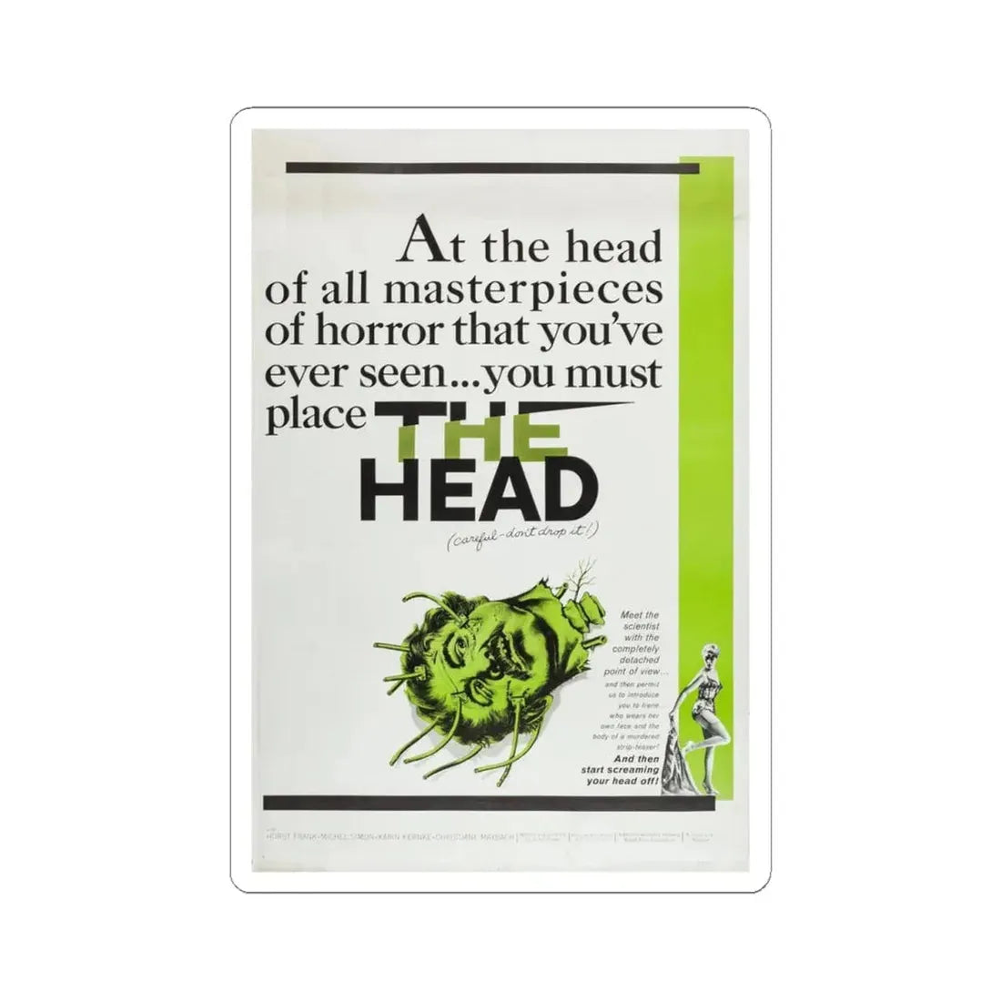 THE HEAD 1959 Movie Poster - STICKER Vinyl Kiss-Cut Decal 4 Inch White - The Sticker Space