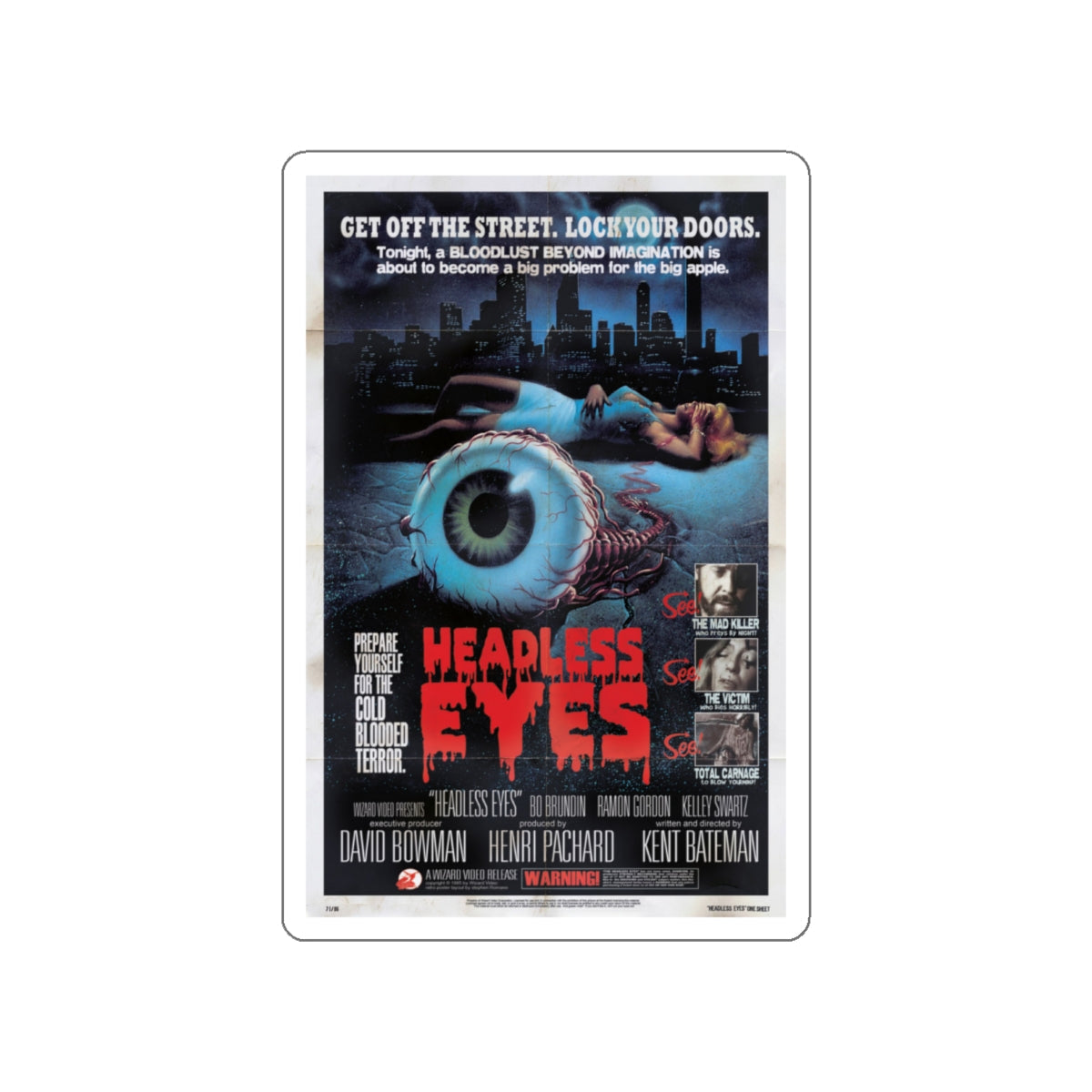 THE HEADLESS EYES 1971 Movie Poster STICKER Vinyl Die-Cut Decal-White-The Sticker Space