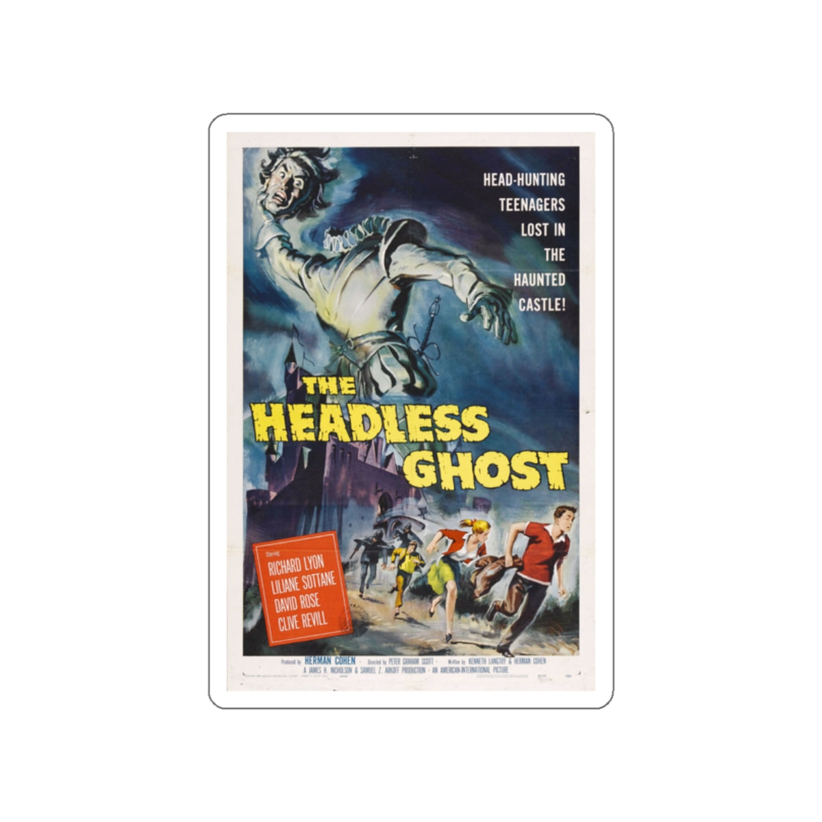 THE HEADLESS GHOST 1959 Movie Poster STICKER Vinyl Die-Cut Decal-White-The Sticker Space