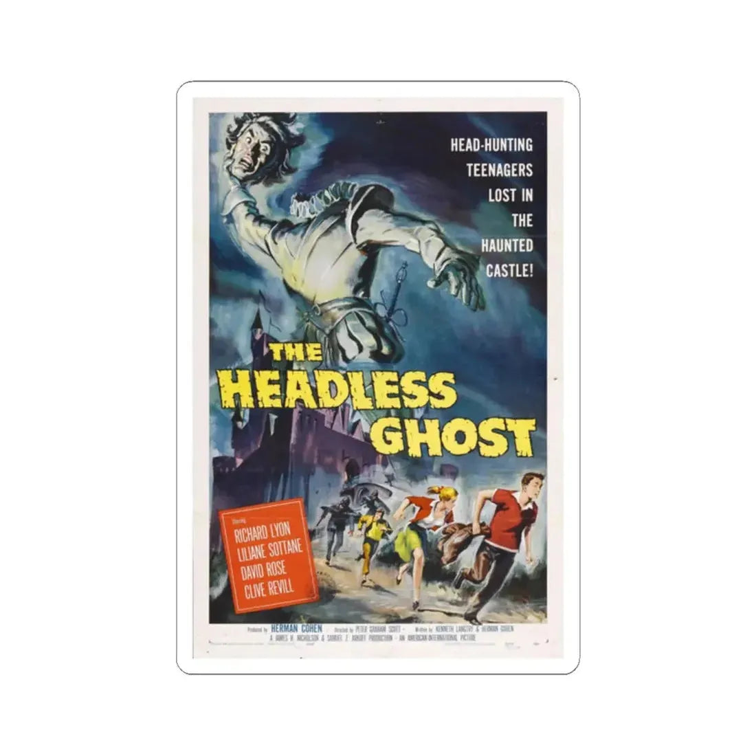 THE HEADLESS GHOST 1959 Movie Poster - STICKER Vinyl Kiss-Cut Decal 2 Inch White - The Sticker Space