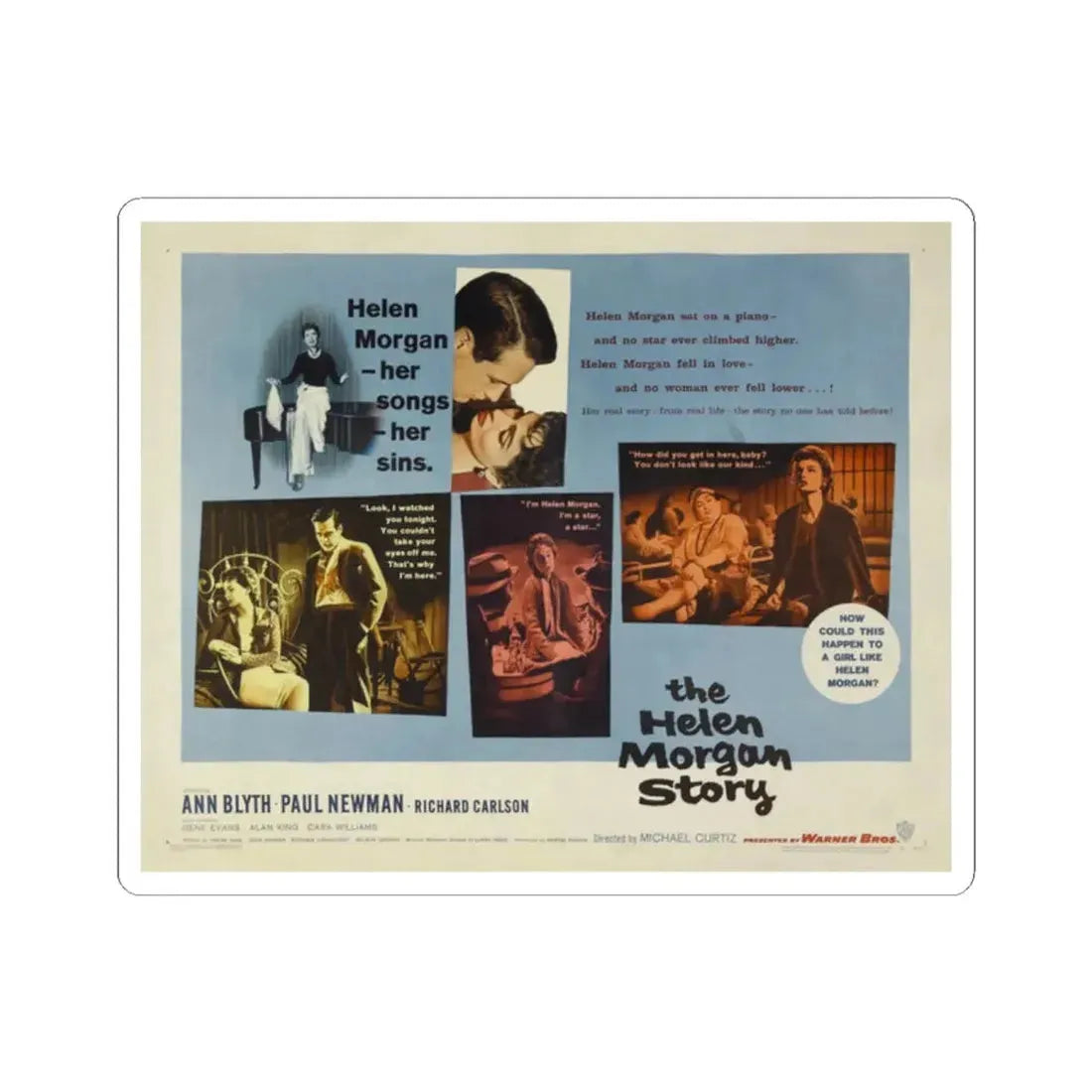 The Helen Morgan Story 1957 v2 Movie Poster - STICKER Vinyl Kiss-Cut Decal 2 Inch White - The Sticker Space