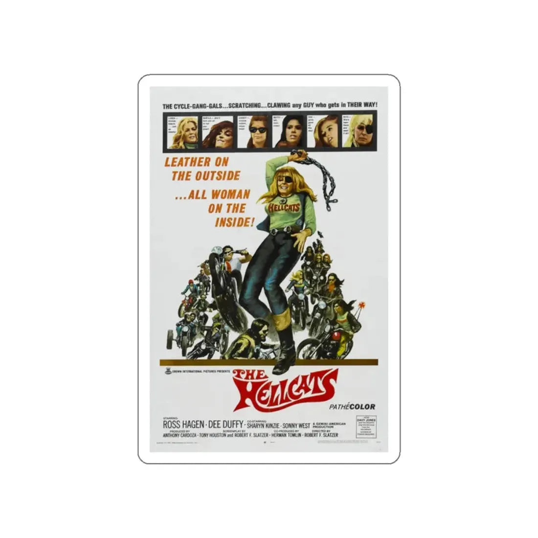 THE HELLCATS 1968 Movie Poster STICKER Vinyl Die-Cut Decal 2 Inch - The Sticker Space