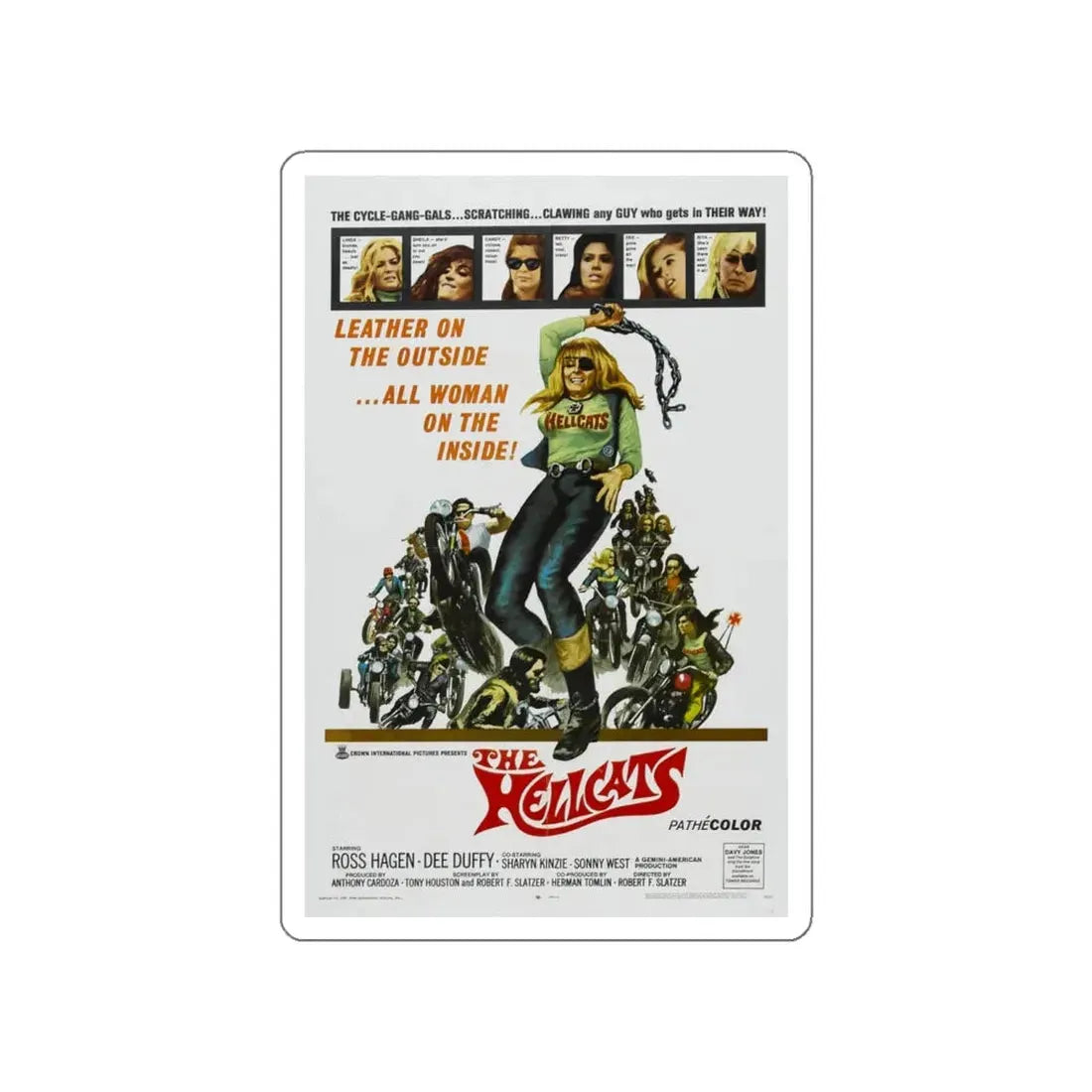 THE HELLCATS 1968 Movie Poster STICKER Vinyl Die-Cut Decal 6 Inch - The Sticker Space