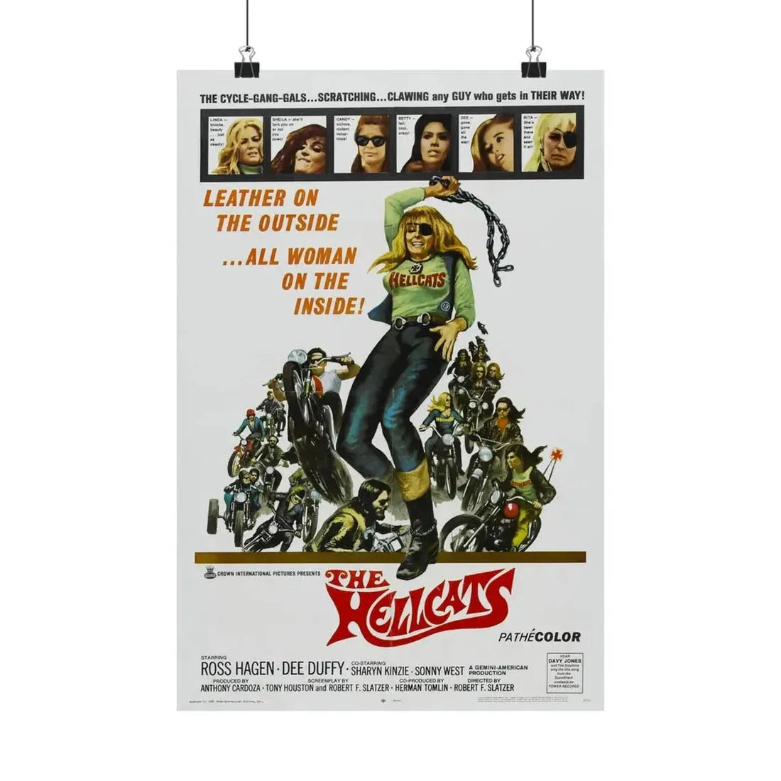THE HELLCATS 1968 - Paper Movie Poster 12″ x 18″ Matte - The Sticker Space