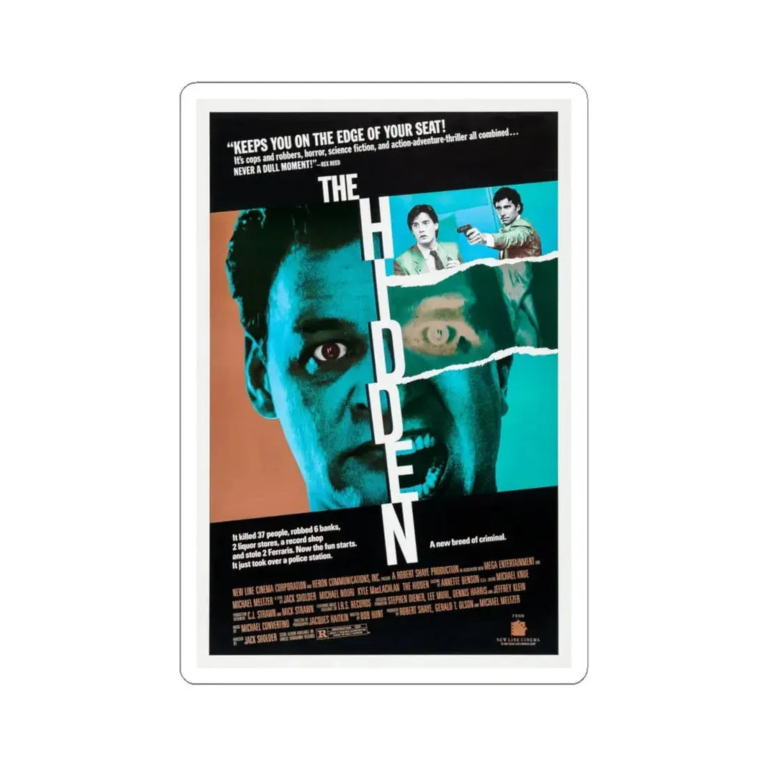 The Hidden 1987 Movie Poster - STICKER Vinyl Kiss-Cut Decal 4 Inch White - The Sticker Space