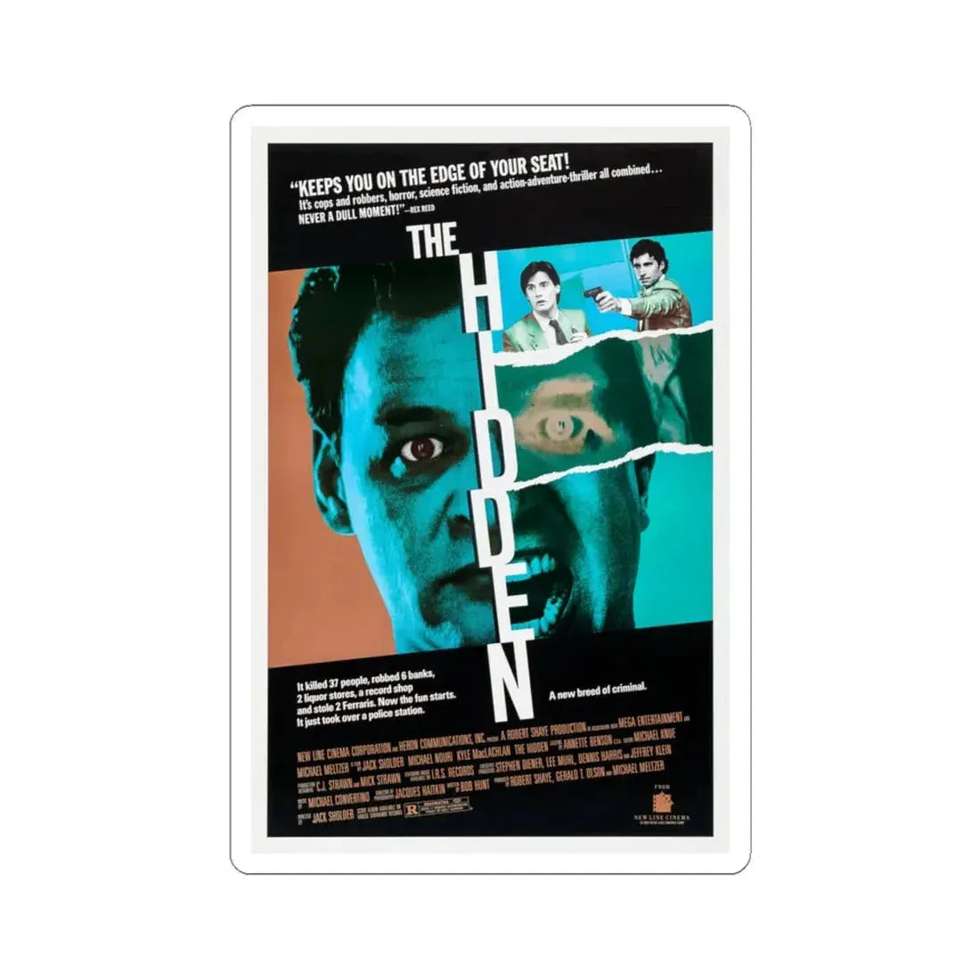 The Hidden 1987 Movie Poster - STICKER Vinyl Kiss-Cut Decal 6 Inch White - The Sticker Space
