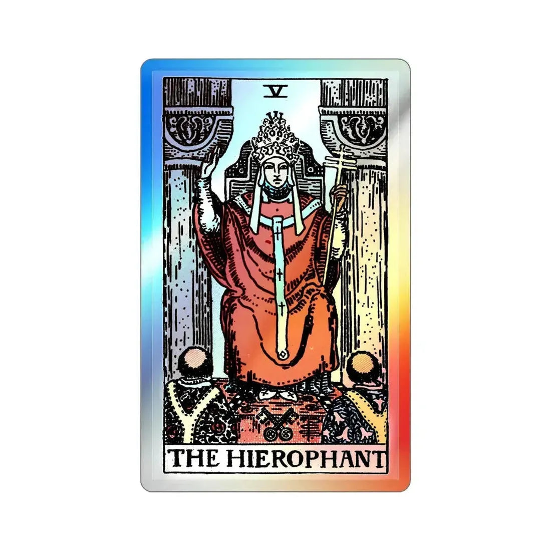 The Hierophant (Tarot Card) Holographic STICKER Die-Cut Vinyl Decal 3 Inch Holographic - The Sticker Space