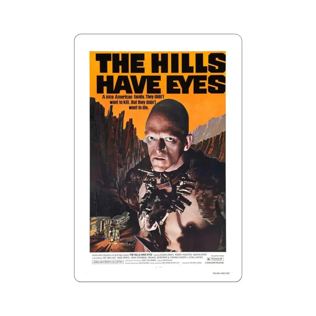THE HILLS HAVE EYES 1977 Movie Poster - STICKER Vinyl Kiss-Cut Decal 4 Inch White - The Sticker Space