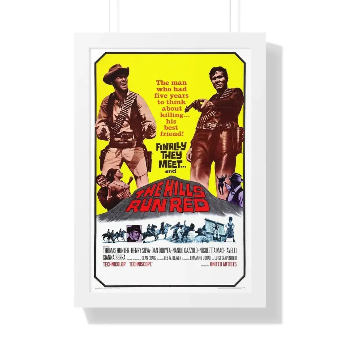 THE HILLS RUN RED (RIVER OF DOLLARS) 1966 - Framed Movie Poster 16″ x 24″ White - The Sticker Space
