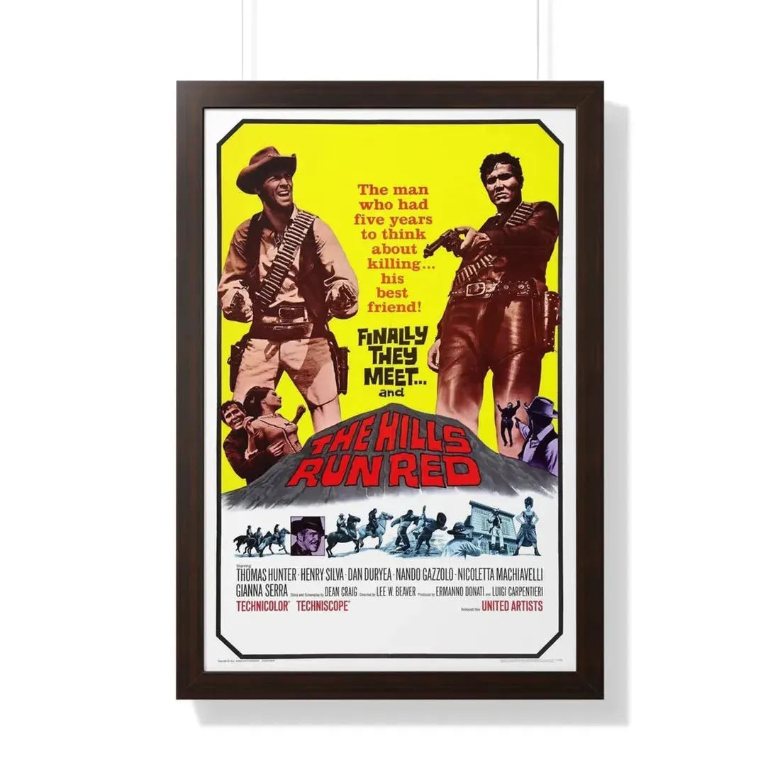 THE HILLS RUN RED (RIVER OF DOLLARS) 1966 - Framed Movie Poster 20" x 30" Walnut - The Sticker Space
