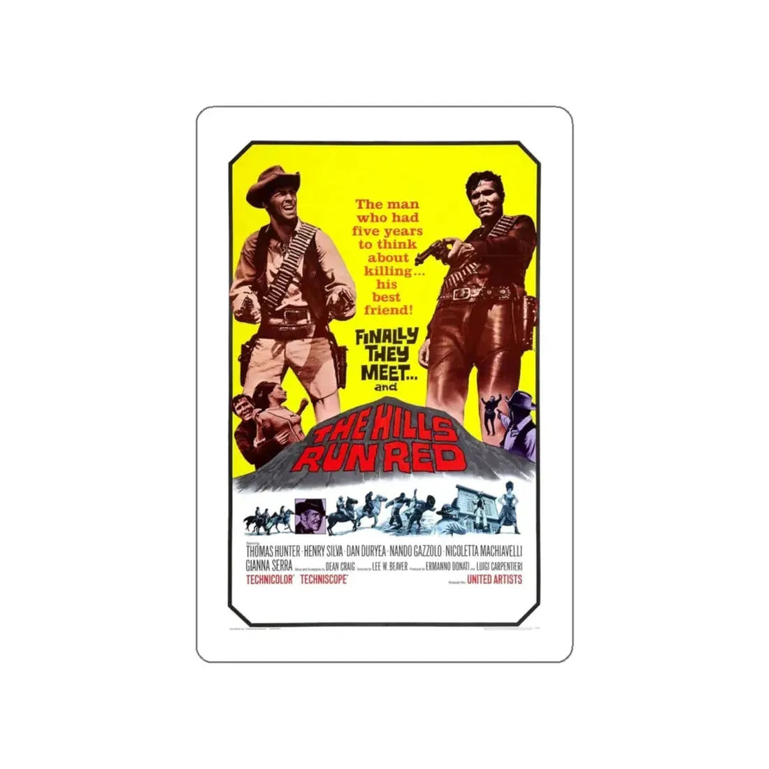 THE HILLS RUN RED (RIVER OF DOLLARS) 1966 Movie Poster STICKER Vinyl Die-Cut Decal 4 Inch - The Sticker Space