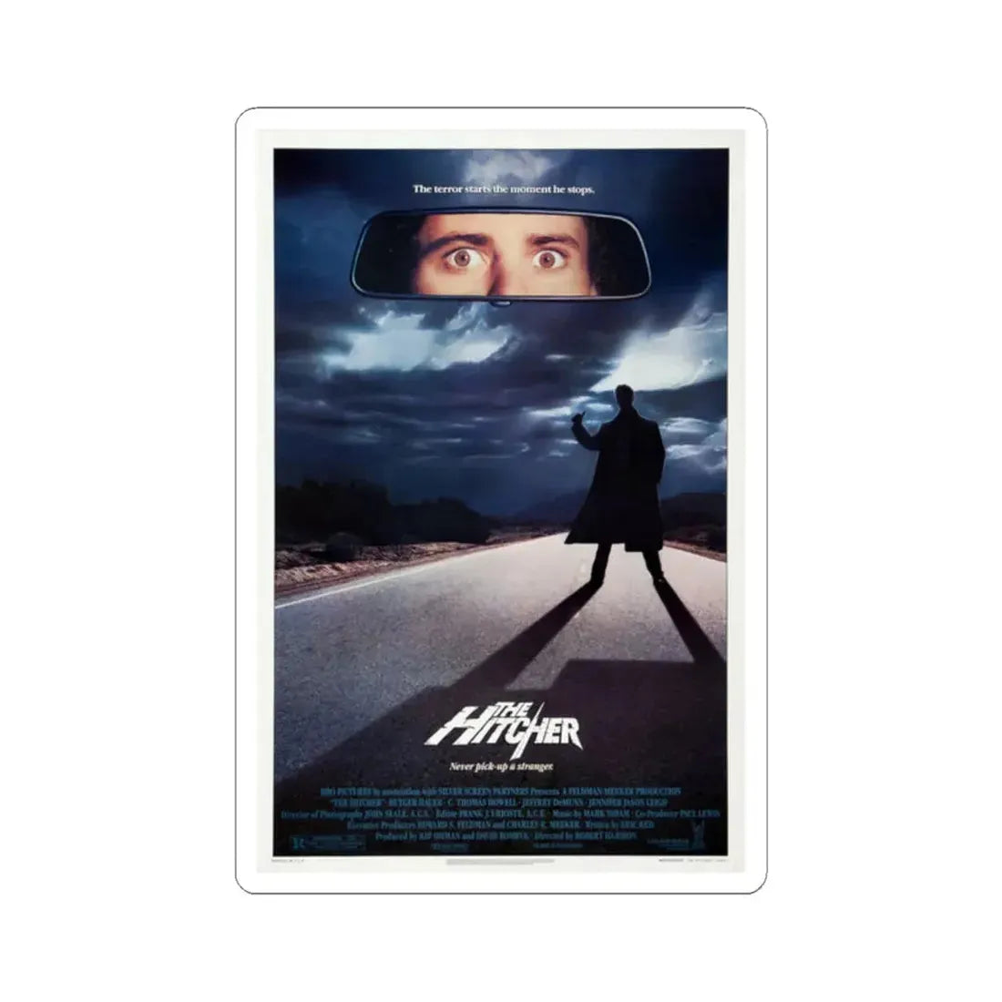 The Hitcher 1986 Movie Poster - STICKER Vinyl Kiss-Cut Decal 2 Inch White - The Sticker Space