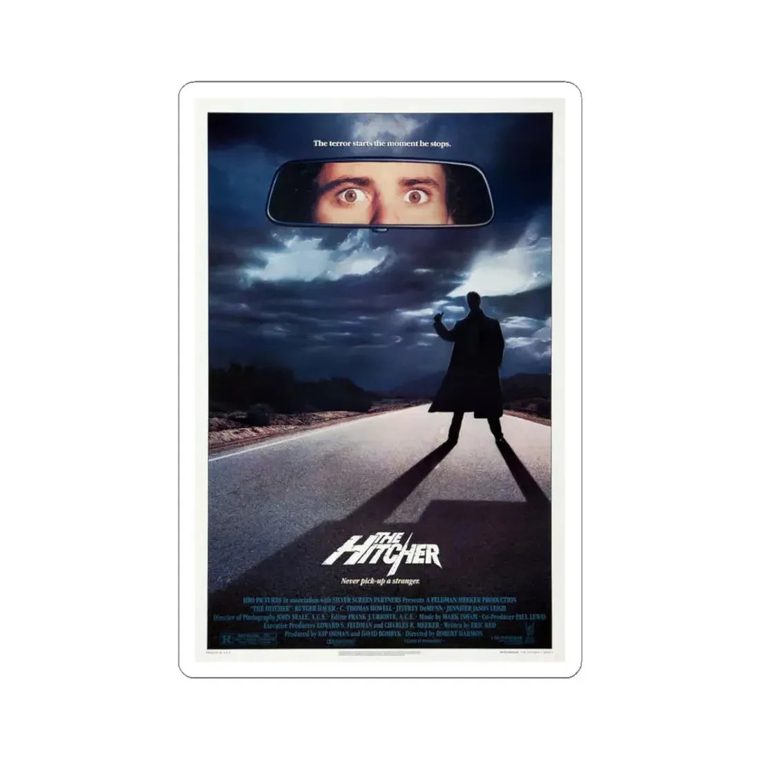 The Hitcher 1986 Movie Poster - STICKER Vinyl Kiss-Cut Decal 3 Inch White - The Sticker Space