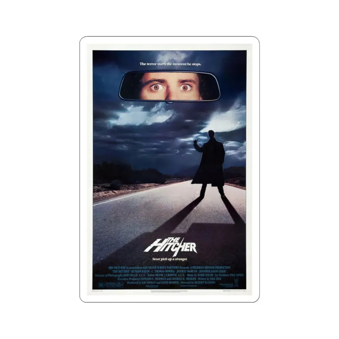 The Hitcher 1986 Movie Poster - STICKER Vinyl Kiss-Cut Decal 6 Inch White - The Sticker Space
