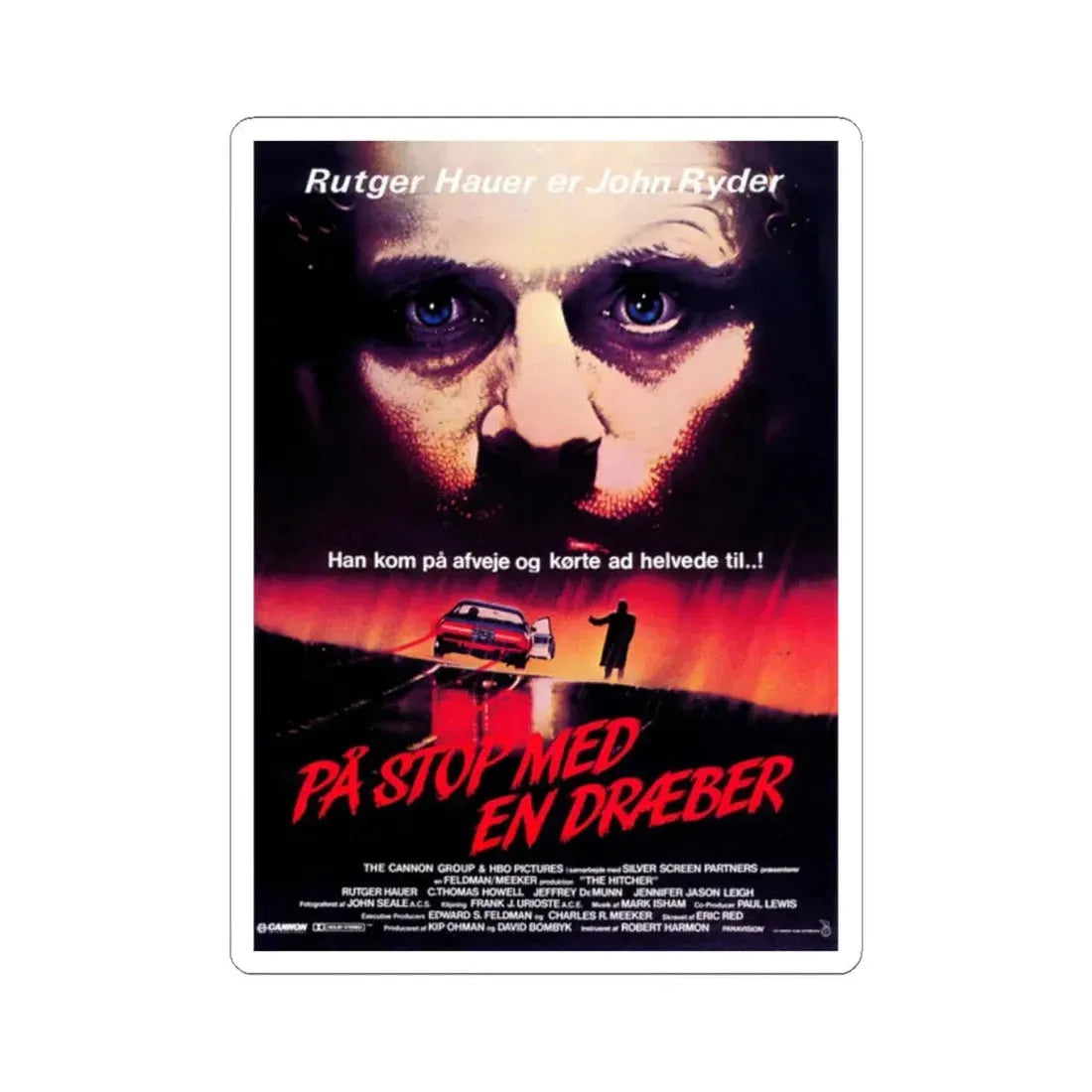THE HITCHER (DANISH) 1986 Movie Poster - STICKER Vinyl Kiss-Cut Decal 2 Inch White - The Sticker Space