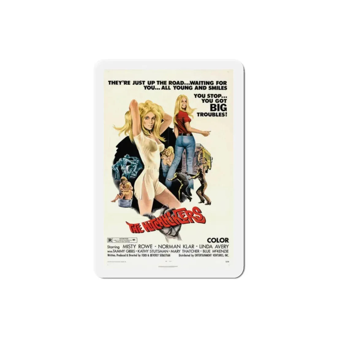 The Hitchhikers 1972 Movie Poster Refrigerator Magnet 2 Inch - The Sticker Space