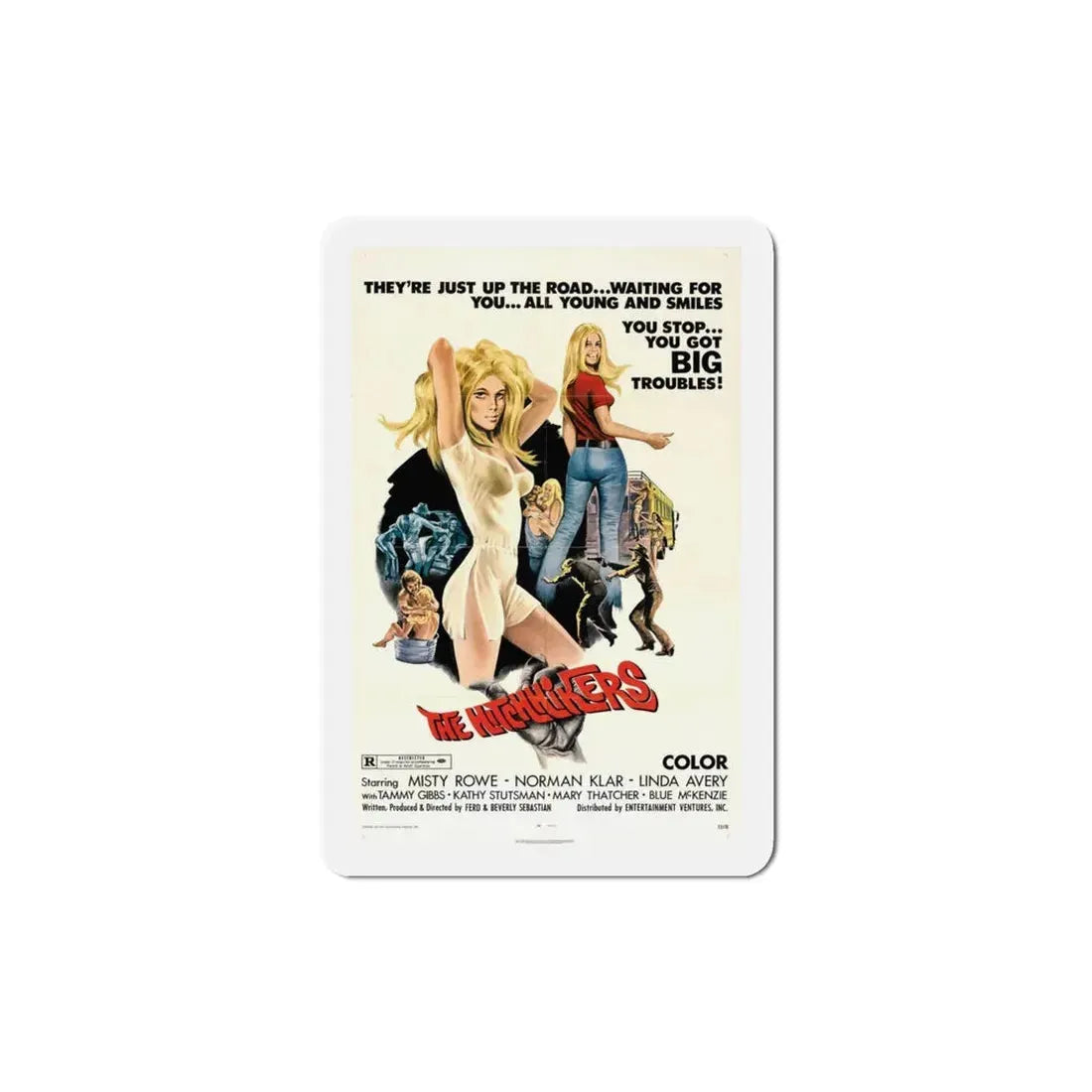 The Hitchhikers 1972 Movie Poster Refrigerator Magnet 4 Inch - The Sticker Space