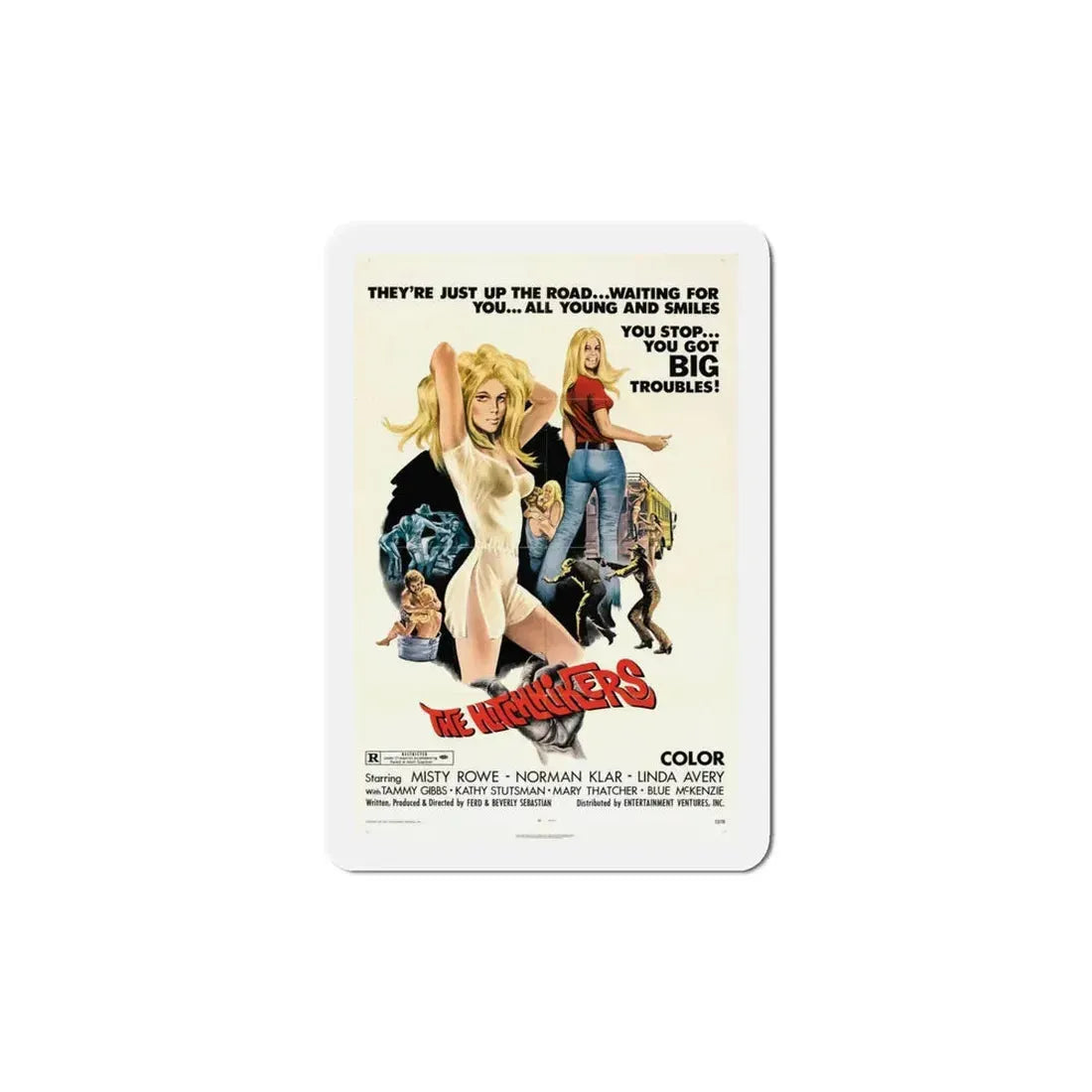 The Hitchhikers 1972 Movie Poster Refrigerator Magnet 5 Inch - The Sticker Space