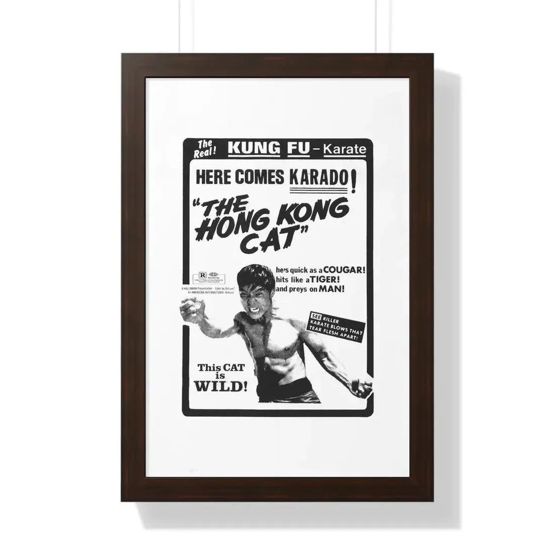 THE HONG KONG CAT 1973 - Framed Movie Poster 16″ x 24″ Walnut - The Sticker Space
