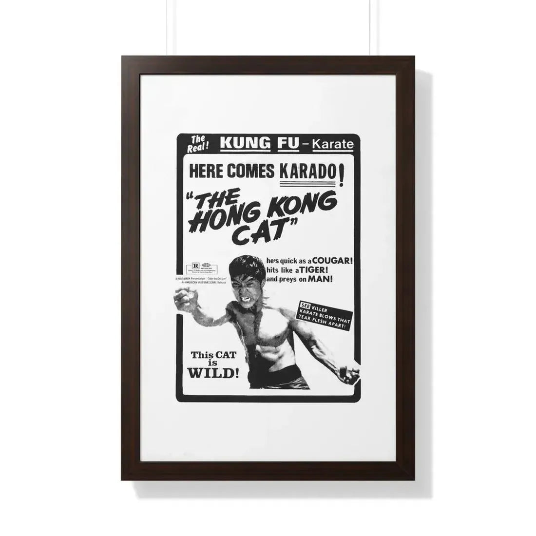THE HONG KONG CAT 1973 - Framed Movie Poster 20" x 30" Walnut - The Sticker Space