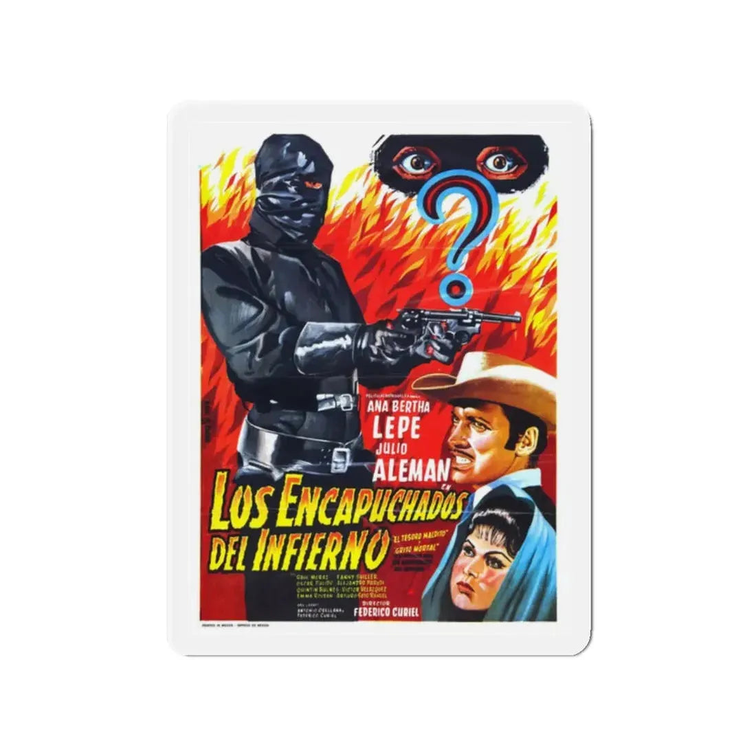 THE HOODED MEN FROM HELL 1962 Movie Poster - Refrigerator Magnet 2 Inch Die-Cut - The Sticker Space