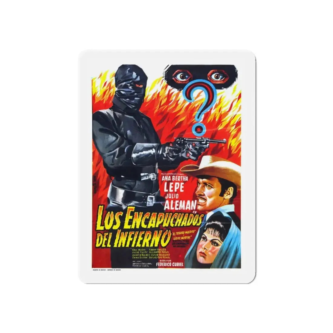 THE HOODED MEN FROM HELL 1962 Movie Poster - Refrigerator Magnet 3 Inch Die-Cut - The Sticker Space