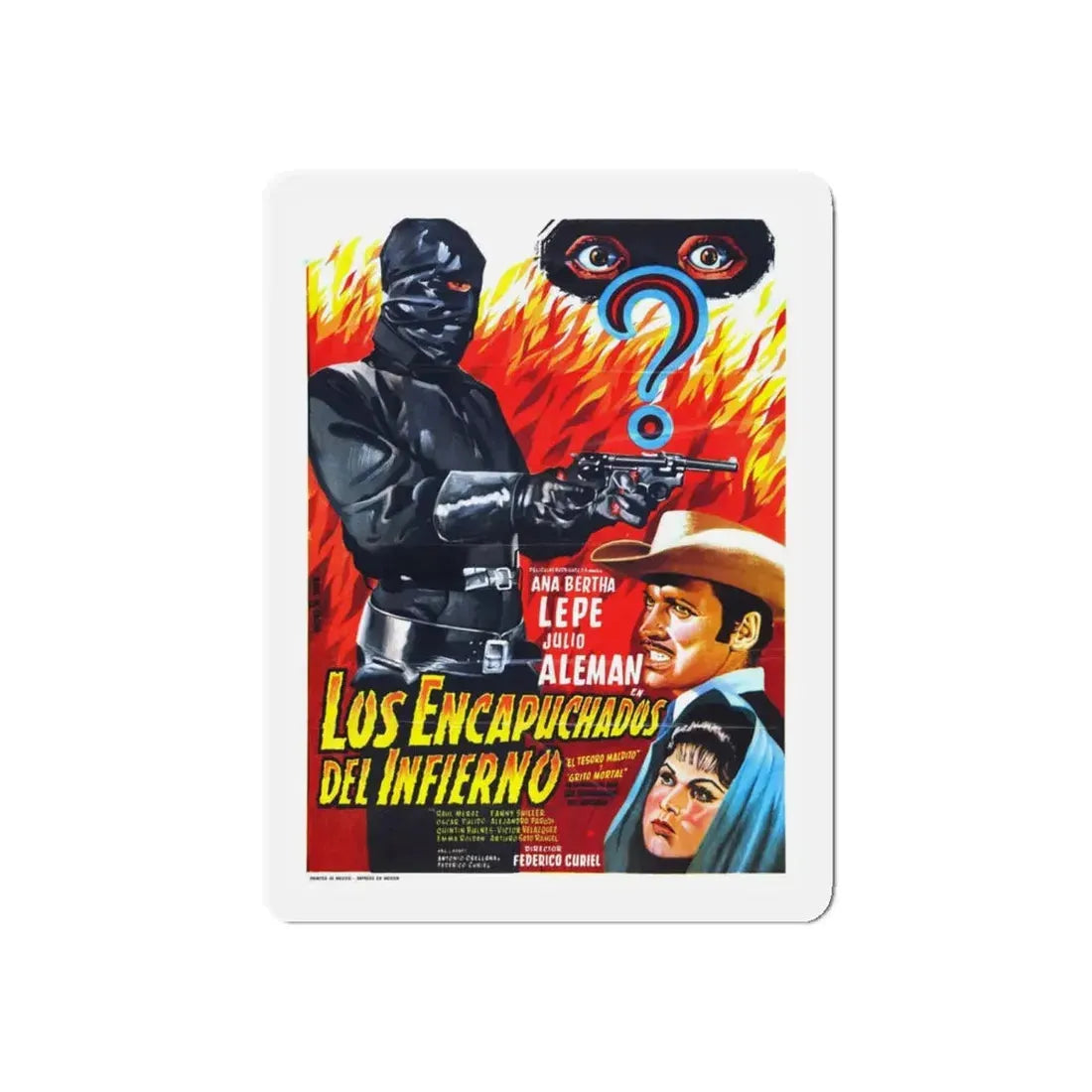 THE HOODED MEN FROM HELL 1962 Movie Poster - Refrigerator Magnet 4 Inch Die-Cut - The Sticker Space