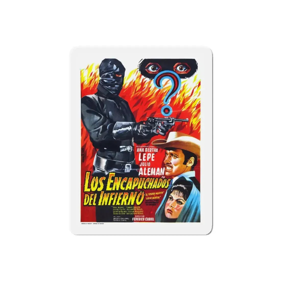 THE HOODED MEN FROM HELL 1962 Movie Poster - Refrigerator Magnet 6 Inch Die-Cut - The Sticker Space
