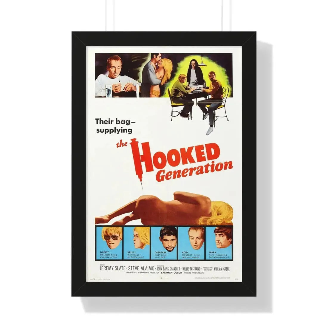 THE HOOKED GENERATION 1968 - Framed Movie Poster 16″ x 24″ Black - The Sticker Space