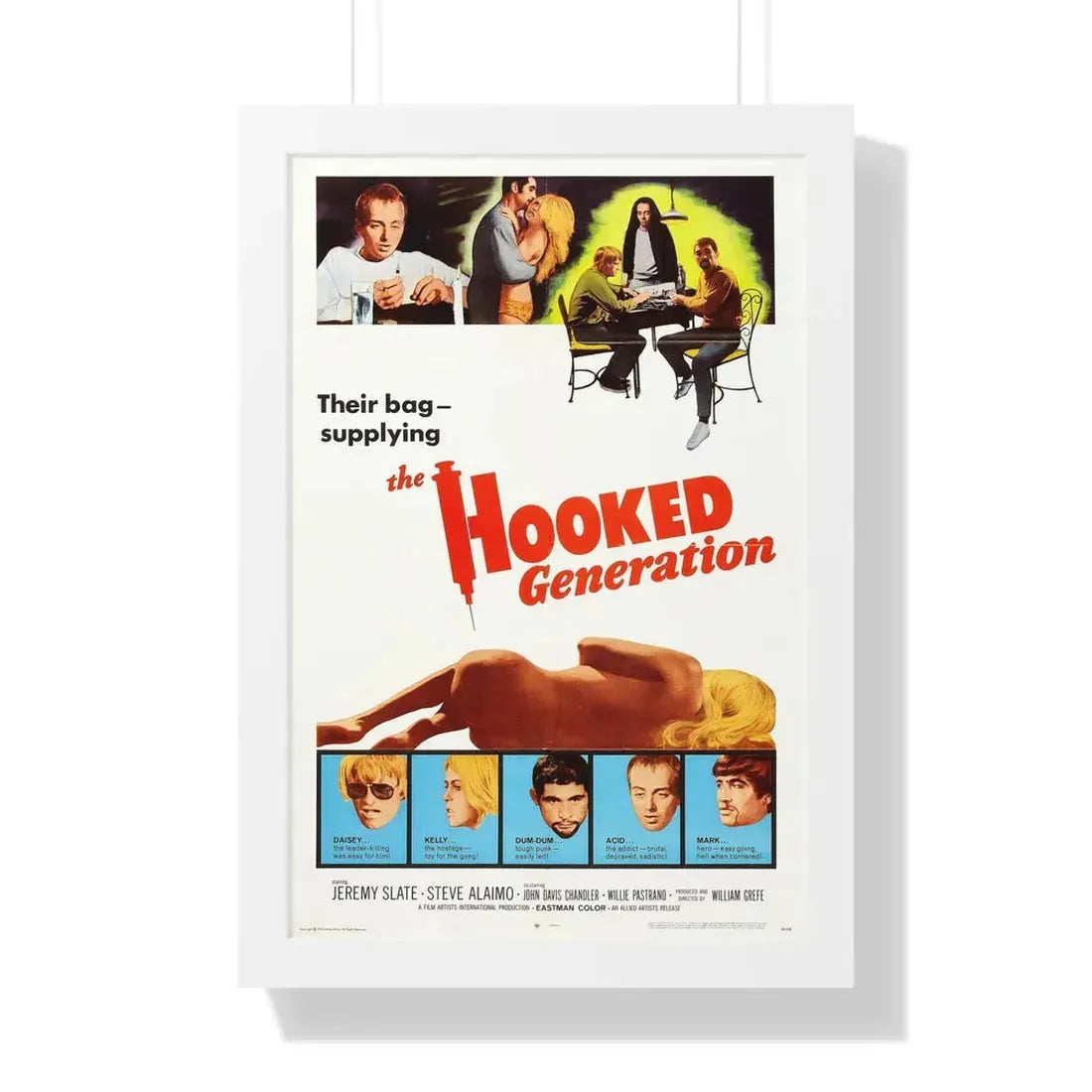 THE HOOKED GENERATION 1968 - Framed Movie Poster 16″ x 24″ White - The Sticker Space