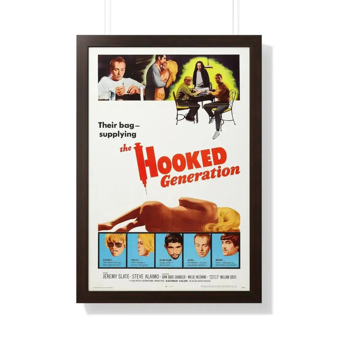 THE HOOKED GENERATION 1968 - Framed Movie Poster 20" x 30" Walnut - The Sticker Space