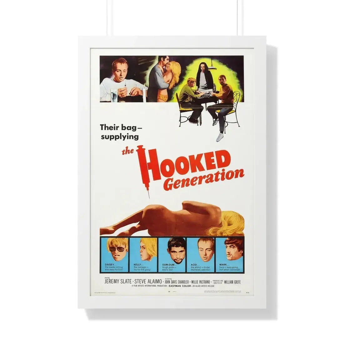 THE HOOKED GENERATION 1968 - Framed Movie Poster 20" x 30" White - The Sticker Space