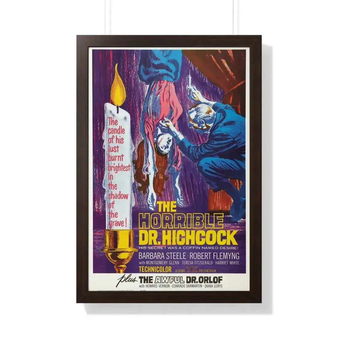 THE HORRIBLE DR HICHCOCK + THE AWFUL DR ORLOFF 1962 - Framed Movie Poster 20" x 30" Walnut - The Sticker Space