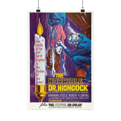 THE HORRIBLE DR HICHCOCK + THE AWFUL DR ORLOFF 1962 - Paper Movie Poster 12″ x 18″ Matte - The Sticker Space