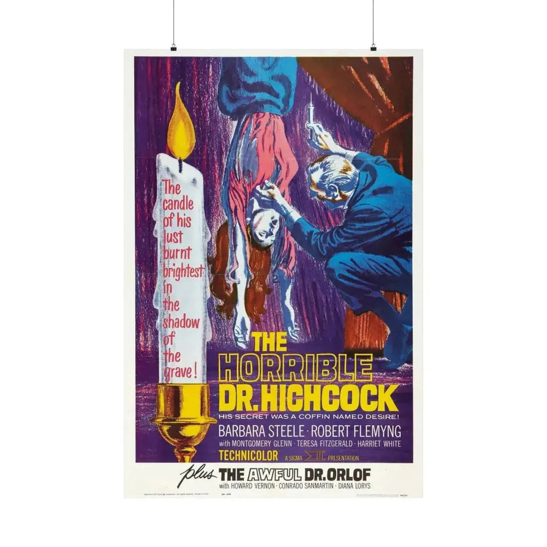 THE HORRIBLE DR HICHCOCK + THE AWFUL DR ORLOFF 1962 - Paper Movie Poster 36" x 54" Matte - The Sticker Space