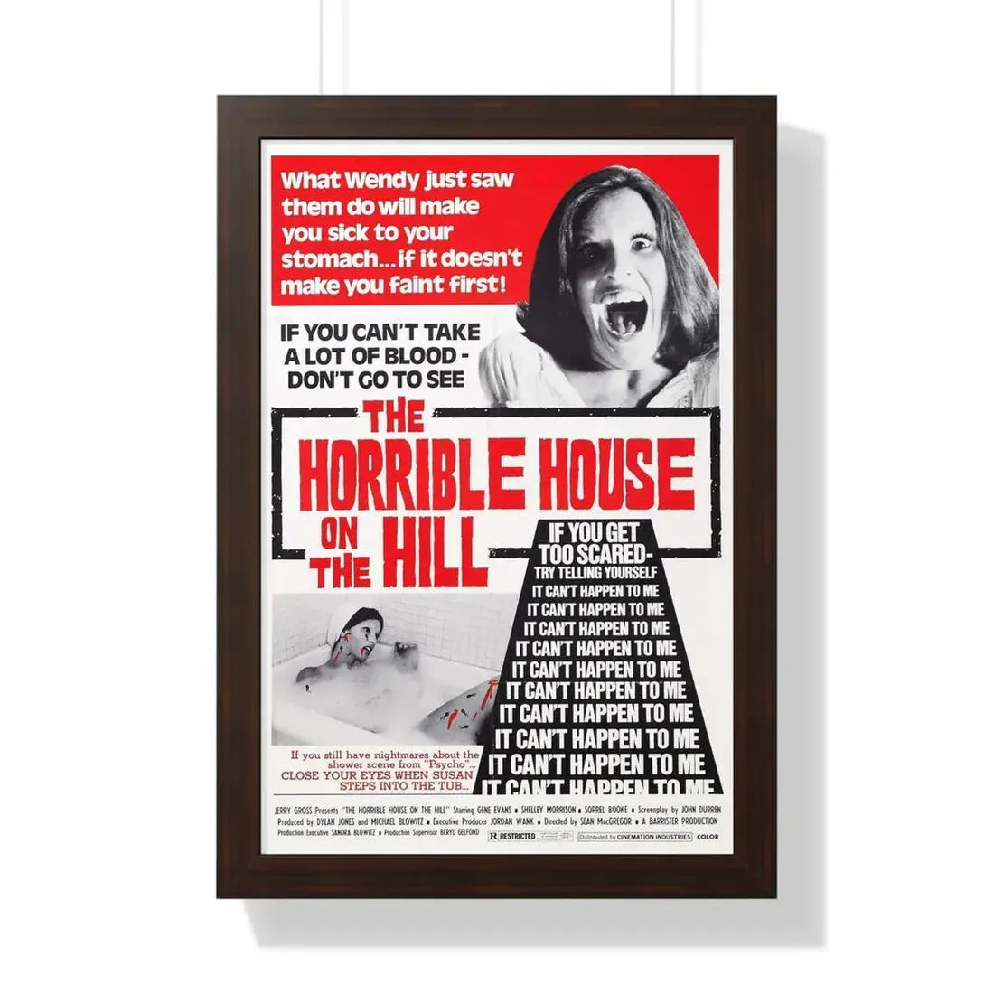 THE HORRIBLE HOUSE ON THE HILL (DEVIL TIMES FIVE) 1976 - Framed Movie Poster 16″ x 24″ Walnut - The Sticker Space