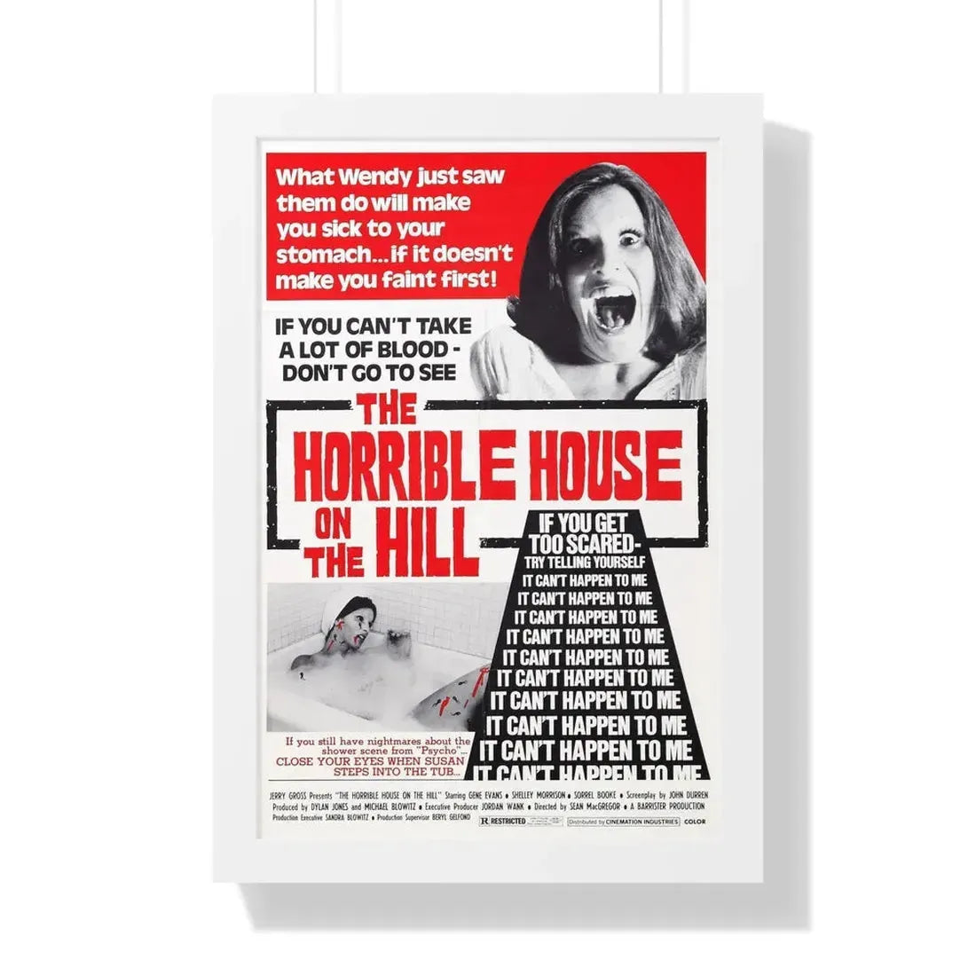 THE HORRIBLE HOUSE ON THE HILL (DEVIL TIMES FIVE) 1976 - Framed Movie Poster 16″ x 24″ White - The Sticker Space
