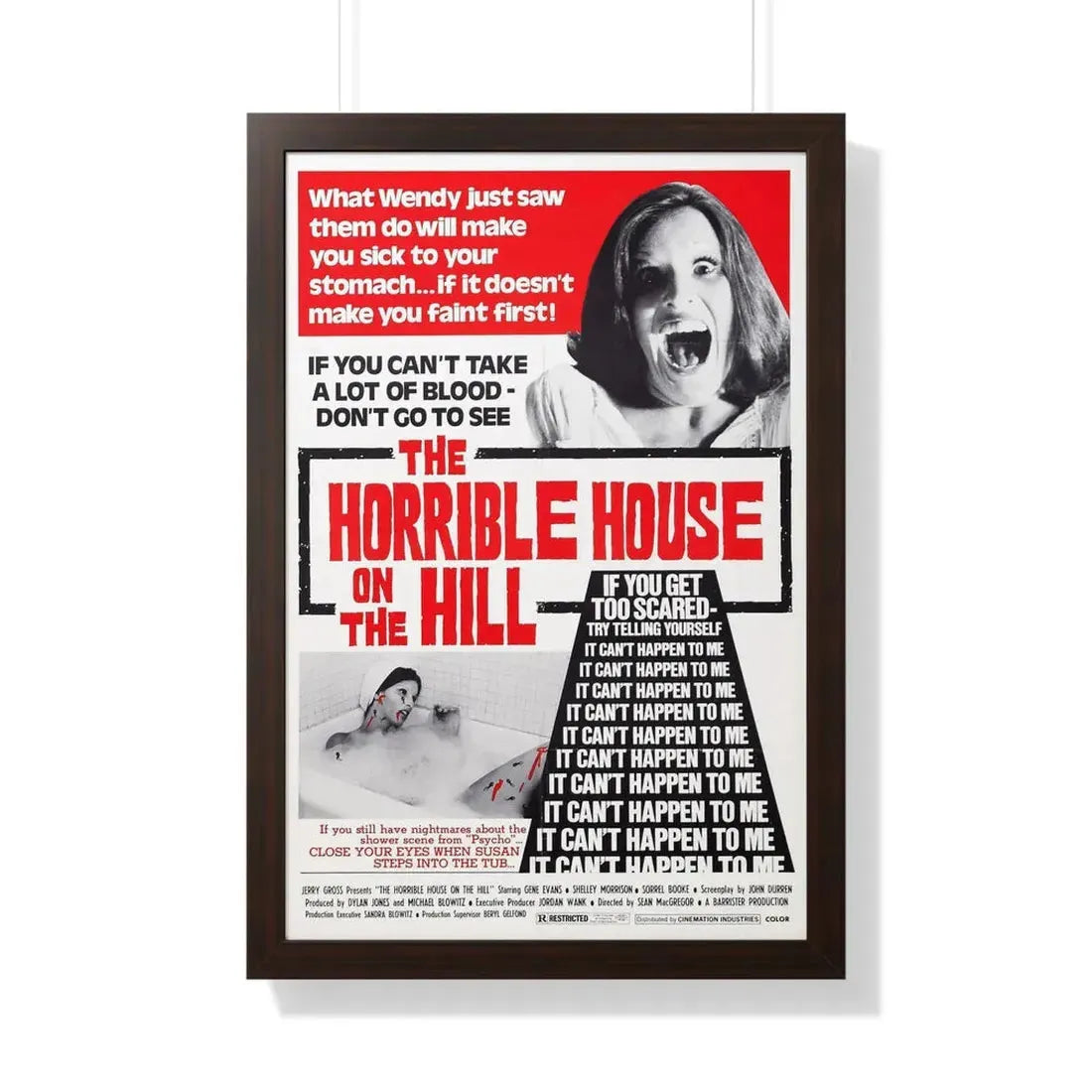 THE HORRIBLE HOUSE ON THE HILL (DEVIL TIMES FIVE) 1976 - Framed Movie Poster 20" x 30" Walnut - The Sticker Space