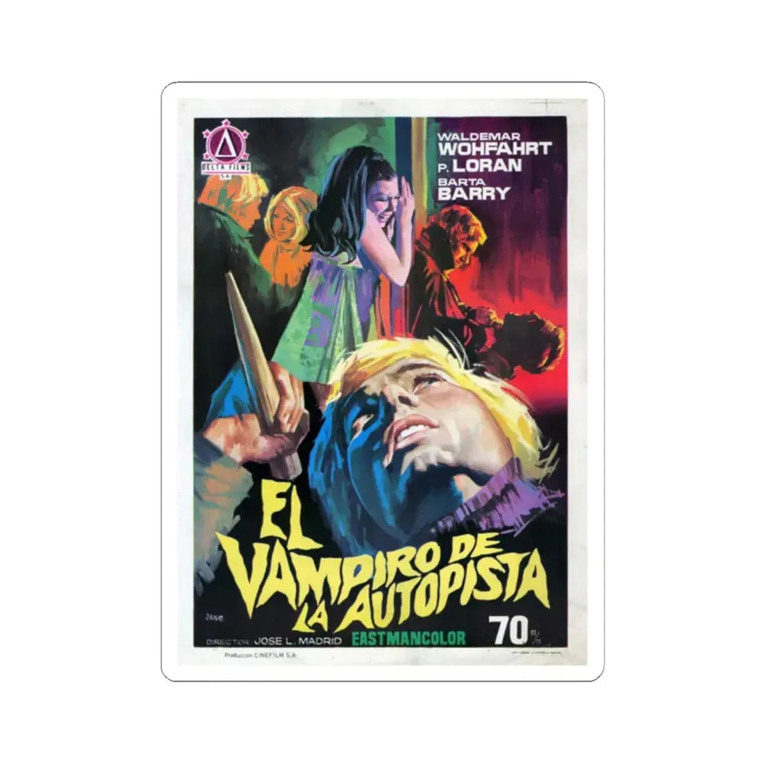 THE HORRIBLE SEXY VAMPIRE 1971 Movie Poster - STICKER Vinyl Kiss-Cut Decal 2 Inch White - The Sticker Space