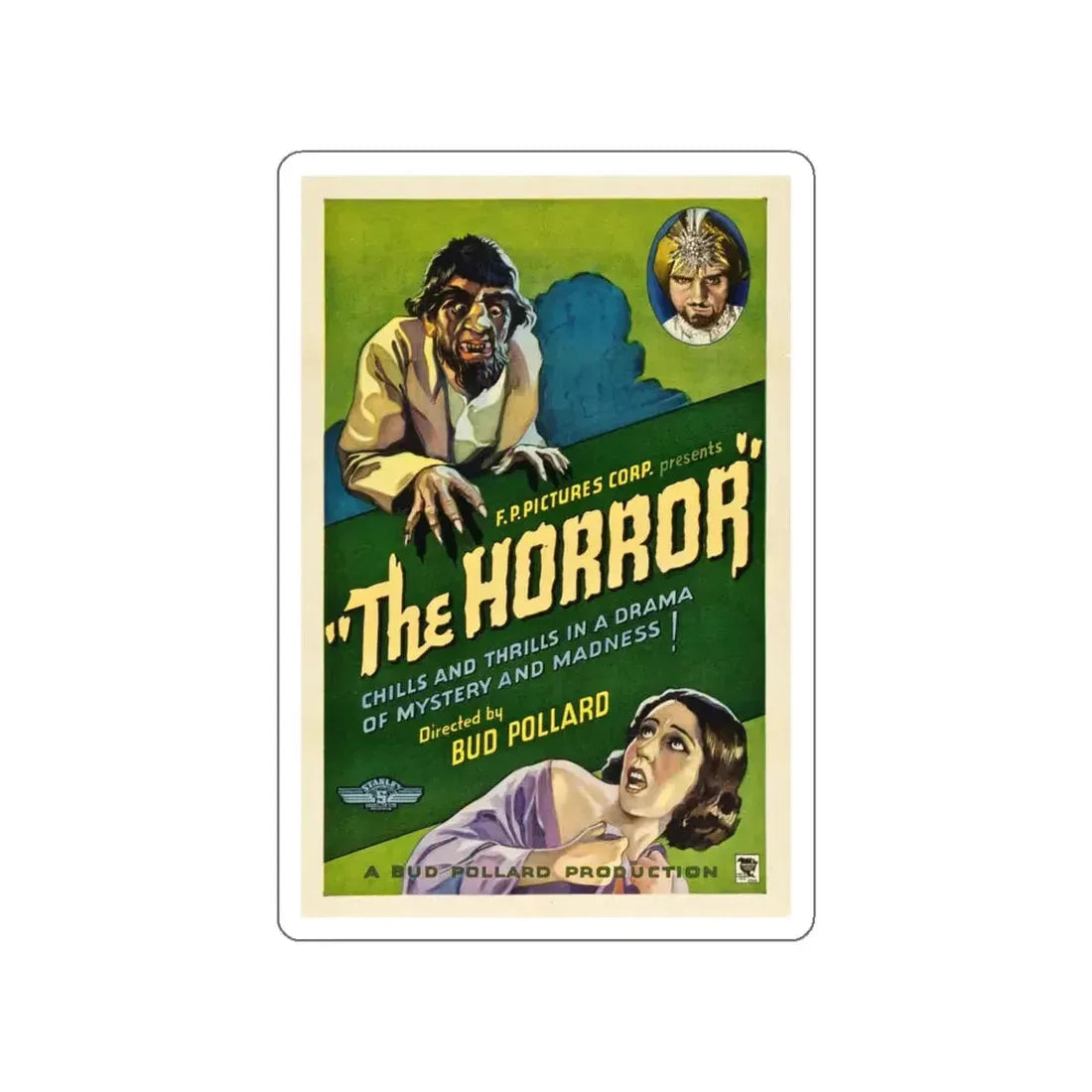 THE HORROR 1932 Movie Poster STICKER Vinyl Die-Cut Decal 5 Inch - The Sticker Space