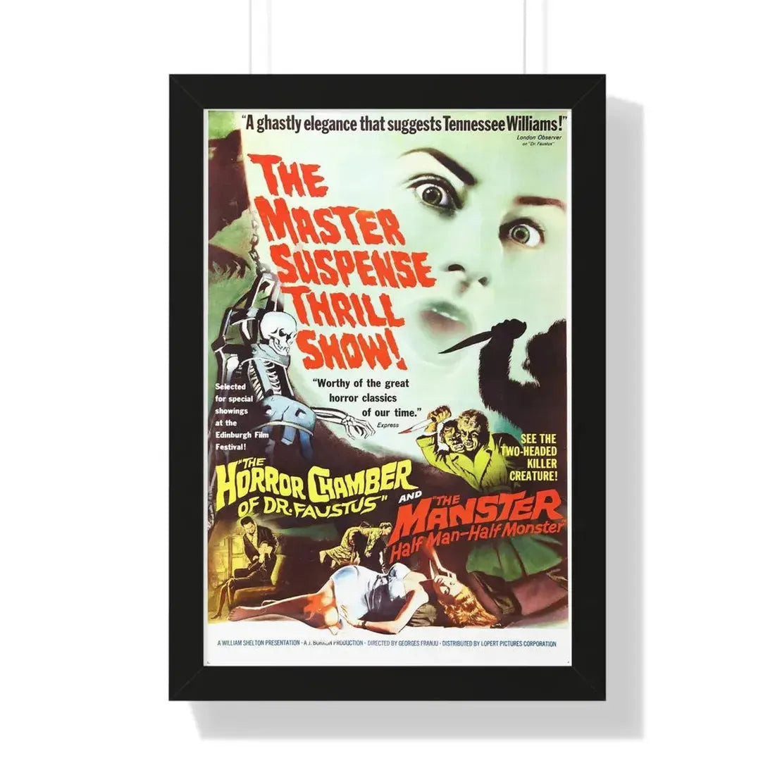 THE HORROR CHAMBER OF DR FAUSTUS (EYES WITHOUT A FACE) + THE MANSTER 1959 - Framed Movie Poster 16″ x 24″ Black - The Sticker Space
